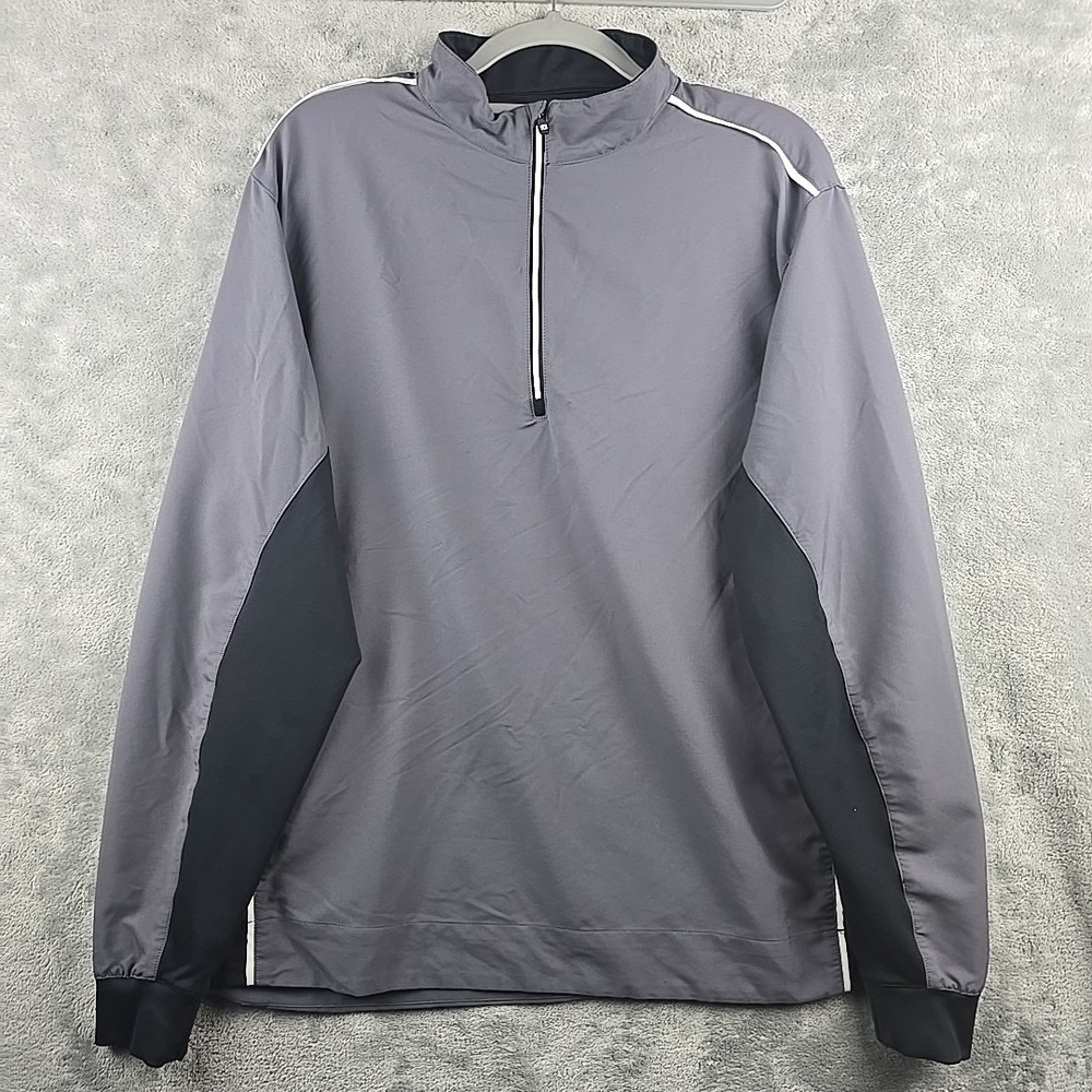 FootJoy FJ Golf Pullover Shirt 1/2 Zip Men Large Gray Performance Stretch Pocket